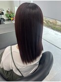 オイルストレート　梅雨　艶髪　赤系カラー