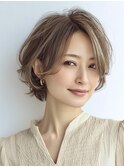 似合わせショートボブ白髪ぼかし脱白髪染め30代40代50代60代♪