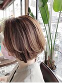 40代大人女性ハイライト丸みボブ【Ruufus恵比寿渋谷】31518