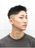 スキンフェード束感アップバングビジネスショート