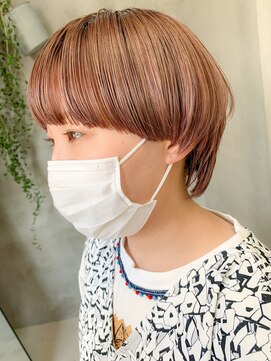 テトヘアー(teto hair) マッシュウルフ、ウルフカット、ピンクベージュ