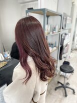 アジールヘア 所沢プロペ通り店(agir hair)&nbsp;ピンクブラウンインナーカラーイヤリングカラー所沢