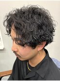 波巻きスパイラルパーマかき上げセンターパート/ツイスト/メンズ