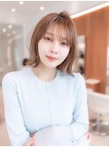 大人かわいい前髪セシルカットココアブラウンフリンジウェーブ