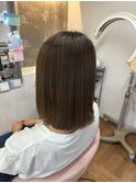 切りっぱなしボブ 縮毛矯正 自然なサラツヤ髪 ストレート