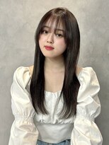 ストレートロング　艶カラー　シースルーバング