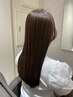 【毛先整えカット込☆髪質改善】ケアカラー＋頭浸浴＋プレミアム髪質改善Tr 