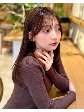 ルエ(rue) ミディアムレイヤー前髪イメチェンミルクティー20代30代40代50代