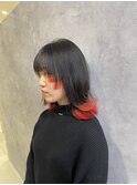 姫カット／デザインカラー／裾カラー／ブラッドオレンジ