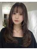 ハイライトカラーミルクティーベージュレイヤーカット