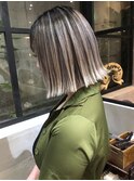 バレイヤージュハイライトカラーアッシュベージュ