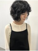 ボブ×強めパーマ