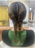 アシンメトリーツインテール/ヘアアレンジ/ヘアセット/10代20代