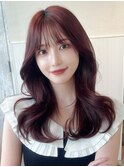 ★小顔前髪レイヤーカットウェーブミディアムメルティカラー