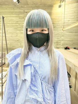 ヲタク(wotaku.) ホワイトミルクティーインナーカラーターコイズブルーグリーン