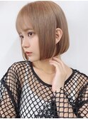 デザインカラーオリーブベージュ×ショートボブハイトーン×横浜