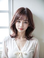 テーラヘアー 鎌取店(TELA HAIR) ピンクブラウン×くびれミディアムレイヤー【TELAHAIR鎌取】