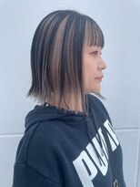 スノッブアーティ(SNOB ARTY) 切りっぱなしボブアンブレラカラーブリーチミルクティーベージュ