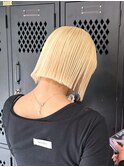 ホワイトブロンド抜きっぱなしブロンドホワイトブリーチミニボブ