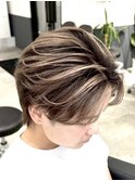 スパイキーショートブルーブラックフェザーパーマサーフカール