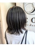 コントラストハイライトで白髪ぼかしデザイン