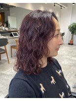 エリマ 横浜西口(elima)&nbsp;横浜西口レディースボブスパイラルパーマボルドーカラー