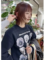 オブヘアージユウガオカ(Of HAIR Jiyugaoka)&nbsp;【ミディアムウルフ×オレンジヘア】