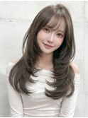 髪質改善 艶髪 愛され グレージュ 韓国レイヤー 小顔 梅田