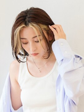 リトル レイ 船橋2号店(little×Ray) インナーカラーシアーベージュセンター分けボブ