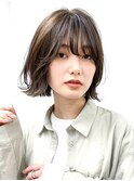 【長谷川】流し前髪のふわっと外はねボブ