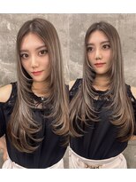 キング 枚方店(K!ng)&nbsp;ハイライトカラーミルクティーベージュケアブリーチダブルカラー