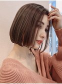 ナチュラルボブ/大人ショートボブ/前髪なし/20代30代40代