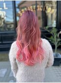 ピンクグラデーション×ロングレイヤー