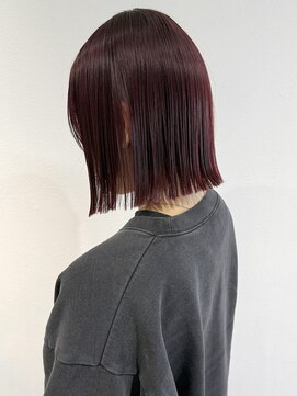 ラミエバイメルト 下北沢(lamie by melt) 花田/切りっぱなしボブブリーチボルドーレッドブラウン下北沢