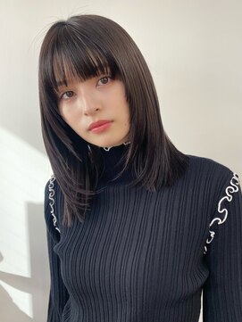 オムニス 表参道(Omnis) 暗髪黒髪韓国ヘアミディアムレイヤースタイルイメチェン小顔前髪