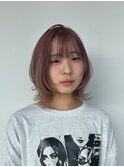 ブリーチあり＊くすみピンクベージュのレイヤーボブ