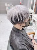 メンズマッシュ/ツートンデザインカラーホワイトカラー