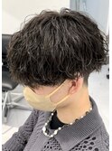波巻きウルフツイストスパイラルパーママッシュメンズヘア