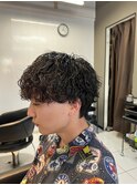 メンズショートマッシュウルフ/メンズ波巻きスパイラルパーマ