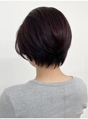 【松戸　松田】柔らか毛流れショートボブ　チェリーレッド