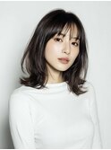 大人韓国ミディ×シースルー前髪