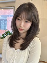 ライン(LINE)&nbsp;韓国風/レイヤー/前髪カット/オリーブ/透明感/ハッシュカット