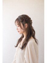 アーダーヘアサロン 武生店(ADER HAIR SALON)&nbsp;柔らかウェーブのデジタルパーマ×編み込みハーフアップ