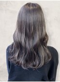 20代30代寒色系カラーシースルーバンク艶感ストレート透明感