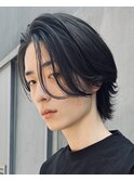 大人ナチュラルセンターパートツーブロックニュアンスパーマ緩め