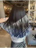 艶髪ネイビーグレーアッシュブラック大人美人