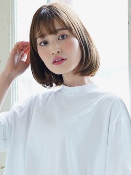 オッジ 西新店(Oggi) ボブ ブラウンベージュ 顔周りカット 艶髪 丸みボブ 20代30代