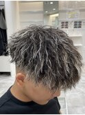 ホワイトメッシュ/ツイストパーマ
