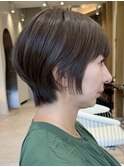 表参道白髪ぼかしハイライトウルフショートボブグレージュ40代◎