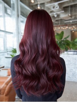 ダル 渋谷/表参道(DAL.) ハッシュカットローズレッドブラウンカラーカーテンバング